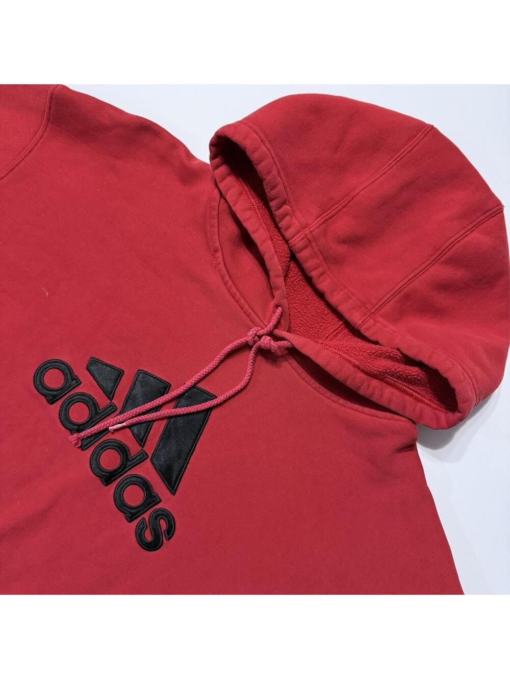 Vintage 2005 Adidas Hoodie Red Fleece Pullover Hoodie Big Logo Auz002 Men Large